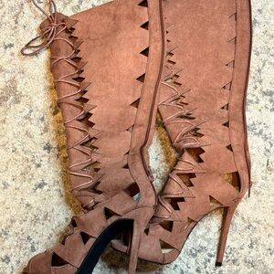 Stylish Taupe Brown Lace-Up Women's Boots
